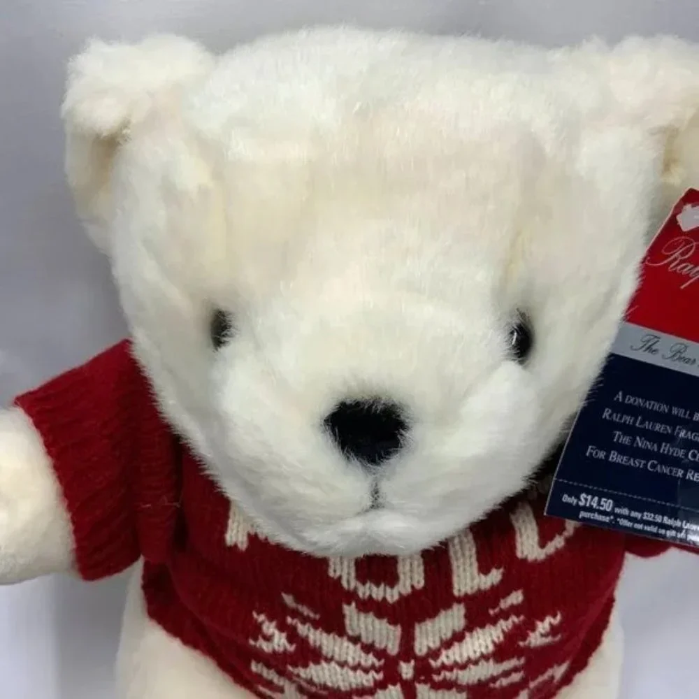 Ralph Lauren Polo White‎ Teddy Bear Plush Red Sweater 1999 2000 NIP Jointed - Picture 7 of 13